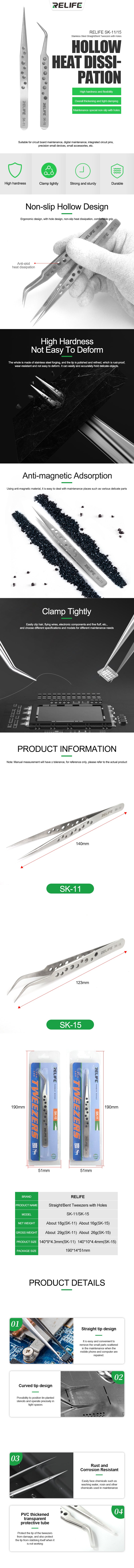 Pinza industrial antiestatica SK-11/15 - Tweezers Anti-static